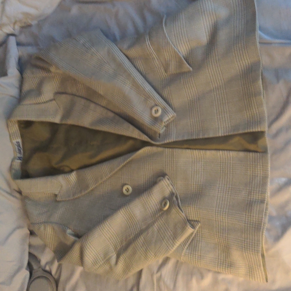 Huazhen Vintage Cream Plaid Blazer